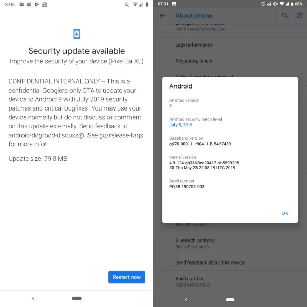 Google Release July Security Update IN June Pixel 3A