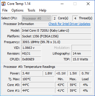 does cpu z show temperature