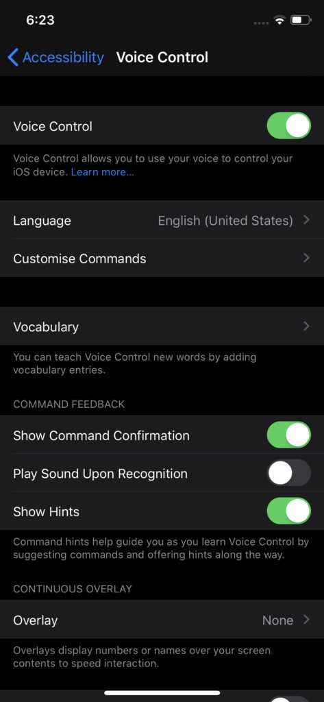 iOS 13 voice control