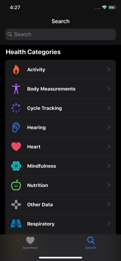 ioS 13 health app