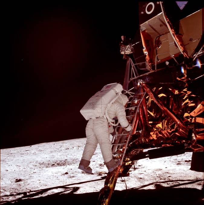 NASA Moon Landing BUzz Aldrin descending