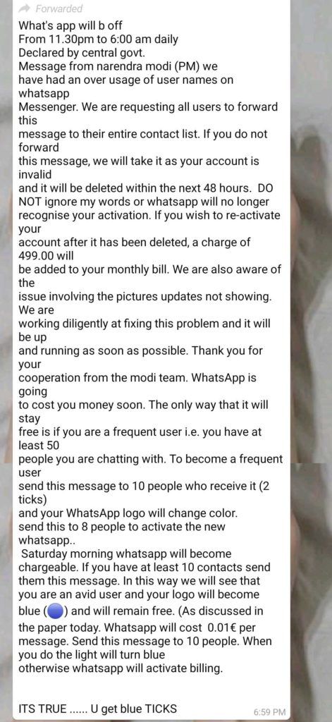 Whatsapp shutting down Fake message