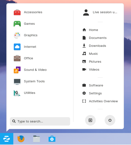 Zorin Window-like Menu