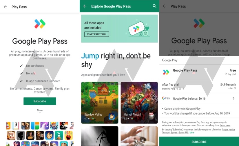 Google Play Pass Signup page