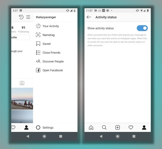 How to enable activity status instagram