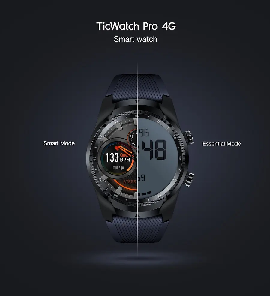 ticwatch pro 4g smart mode essential mode