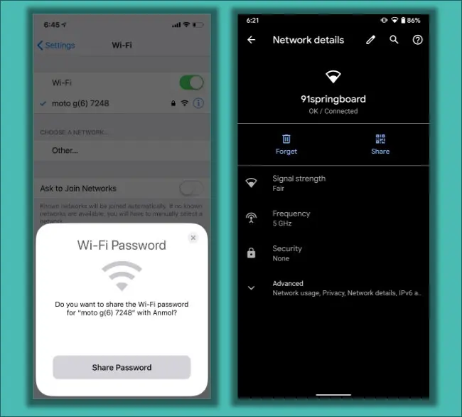 Android 10 Features Already on iPhone 5 Share WiFi Password
