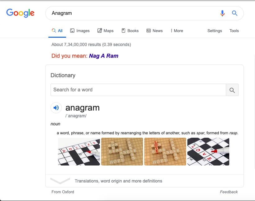 Google Developer Trick Anagram