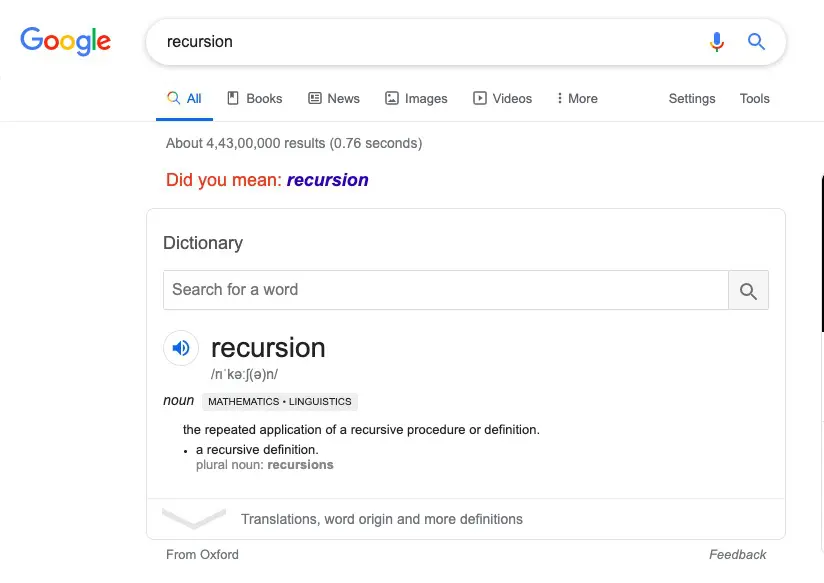 Recursion Google Fun trick 2020
