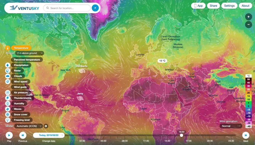 Ventusky: best weather websites