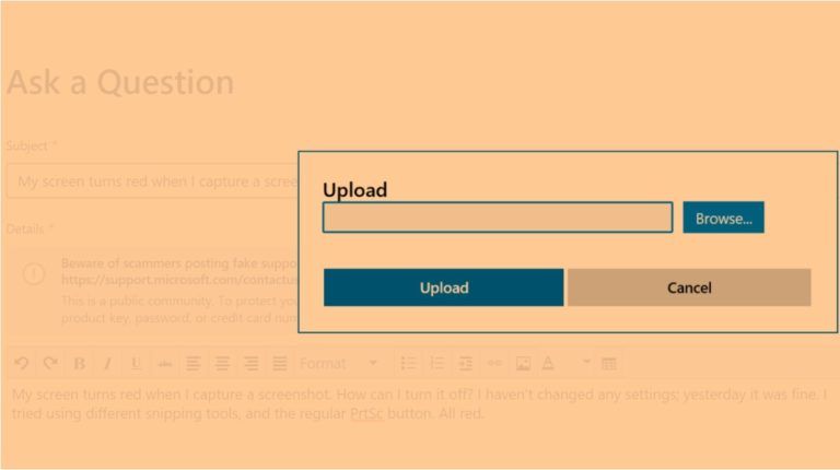 Windows 10 Orange Screenshot Bug