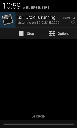 sshdroid running on android