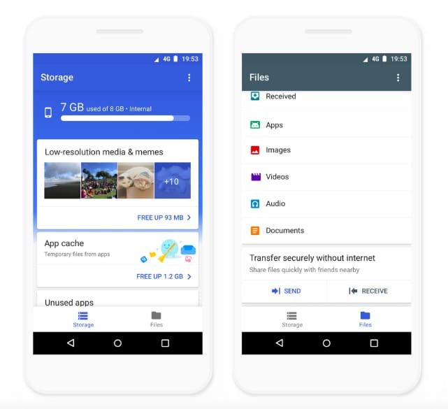 Arquivos pelo Google Limpeza app Android