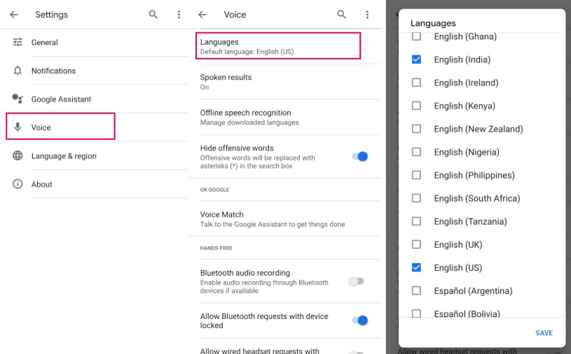 Assistant Language Settings