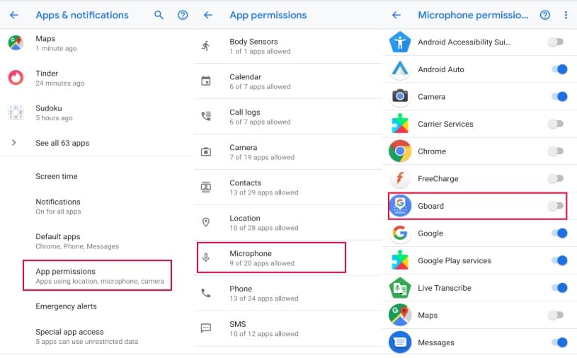 Google Voice Microphone settings