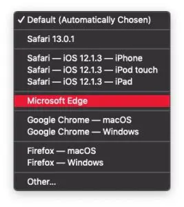 Microsoft Edge user agent Safari mac