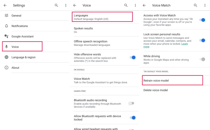 Retrain Google Voice