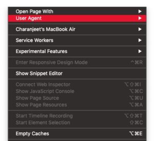User agent in Menu bar
