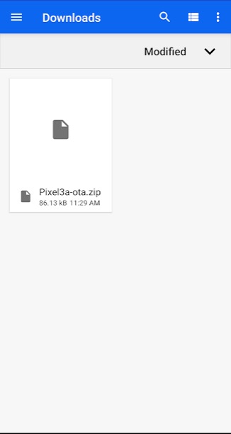 Android Recovery Internal Storage OTA file