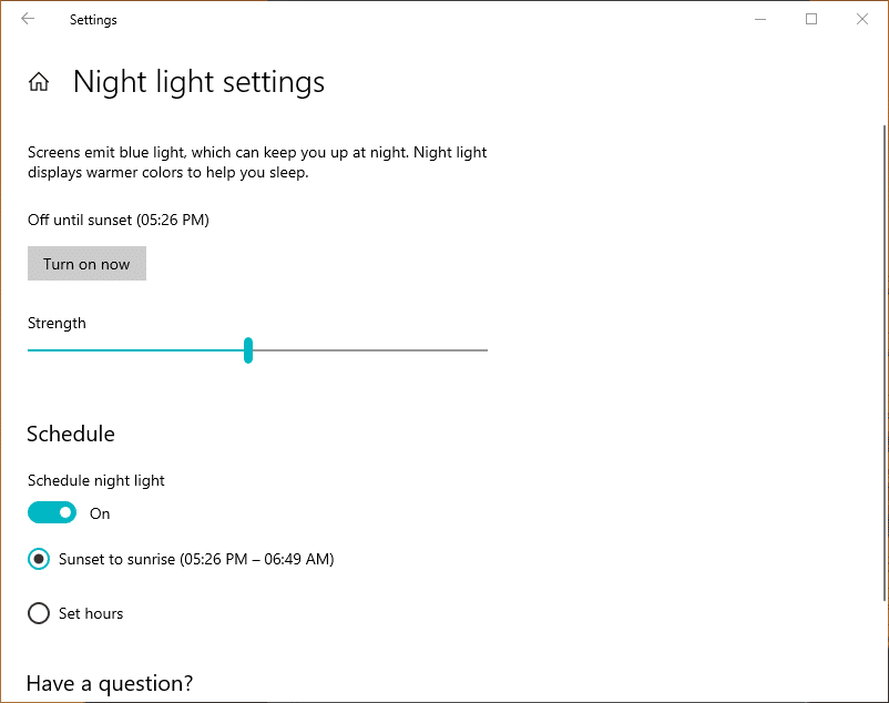 How to enable blue light filter in Windows 10 2