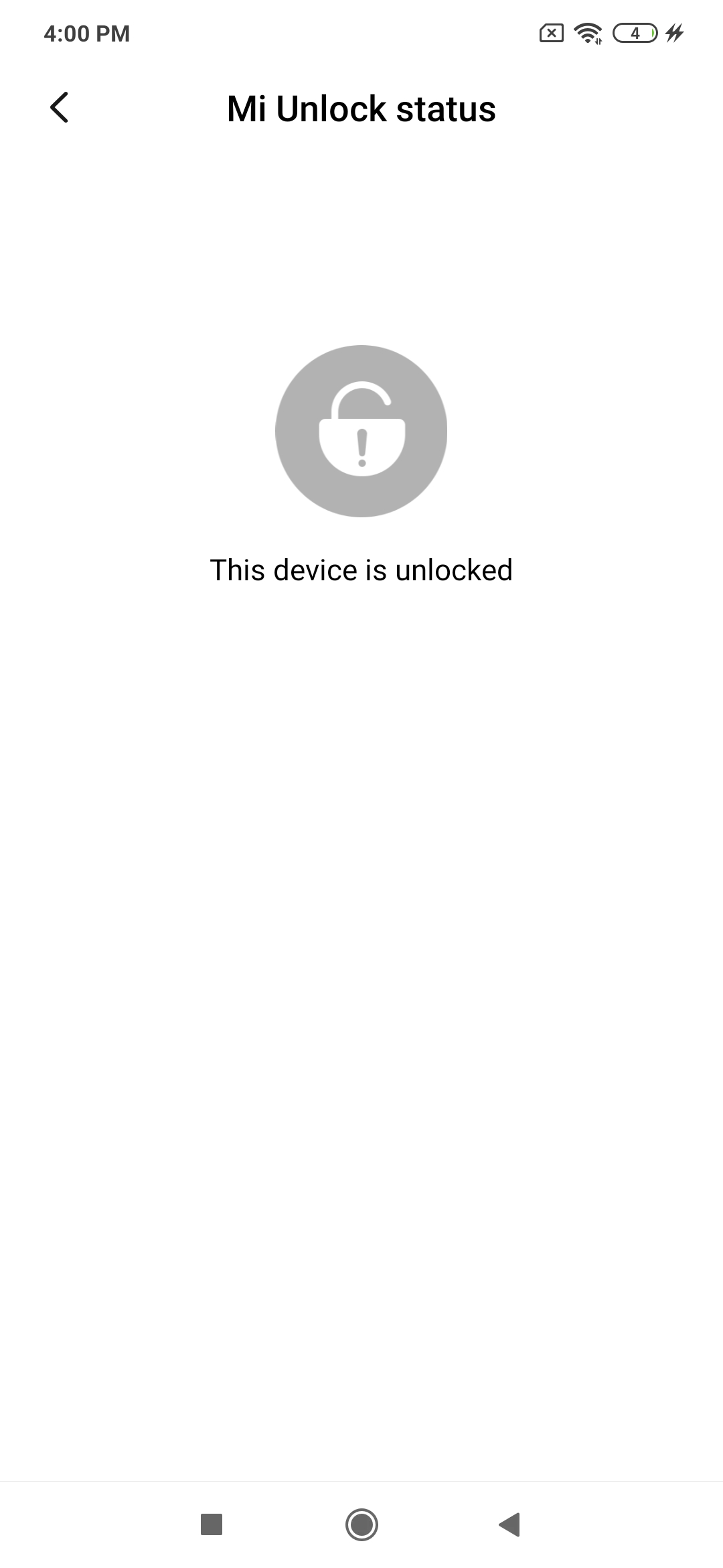 MI Unlock Status bootloader tidak dikunci