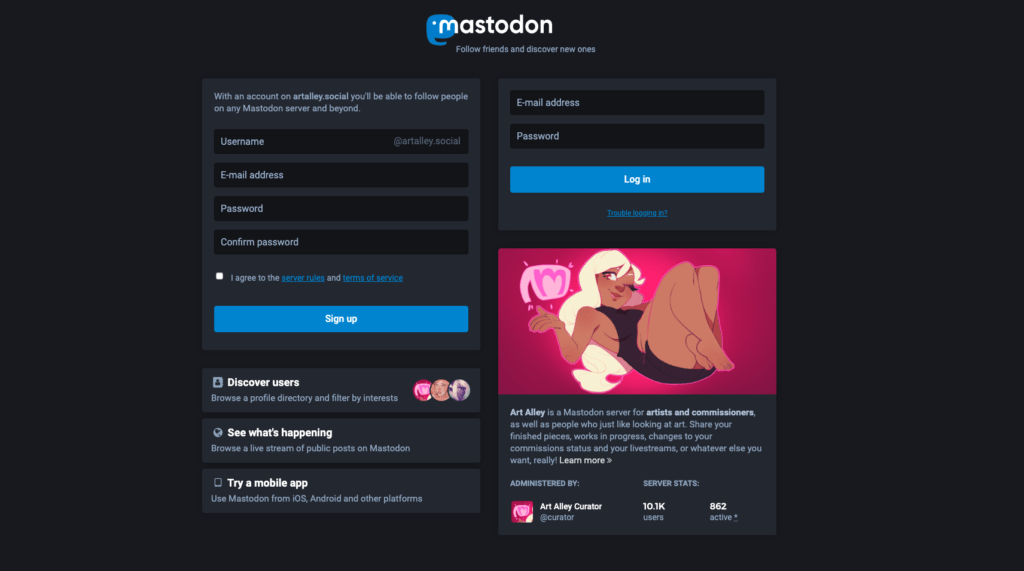 Mastodon sign up process