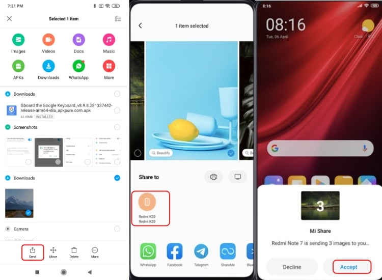 Mi Share files Xiaomi MIUI 11