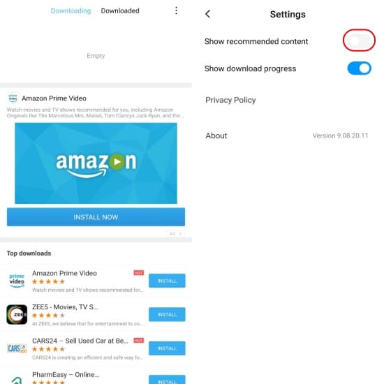 Remove google advertisements from Mi downloads
