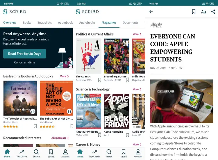 Scribd News app Android