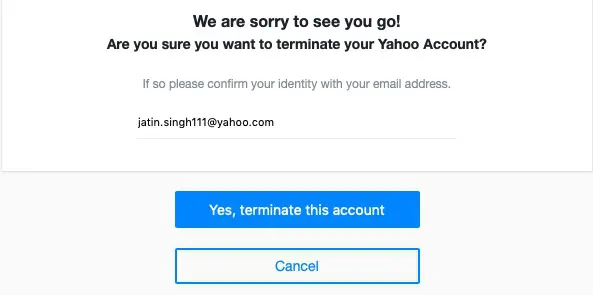 Terminate Yahoo account