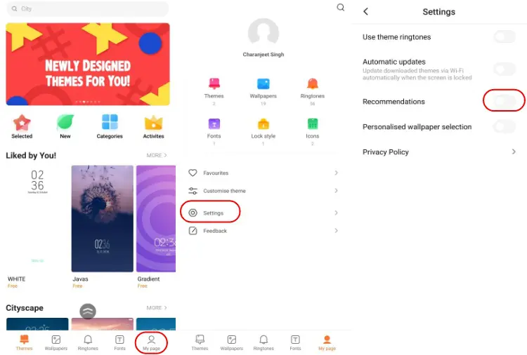Xiaomi ads in Mi Themes app