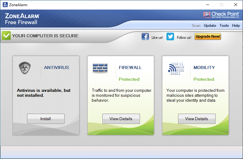 zonealarm free antivirus + firewall windows 10