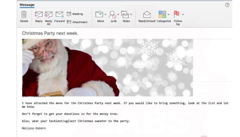 Christmas emotet email
