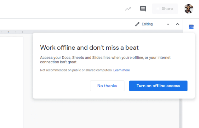google doc offline extension