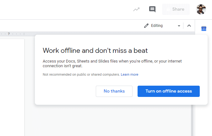 g docs offline mode