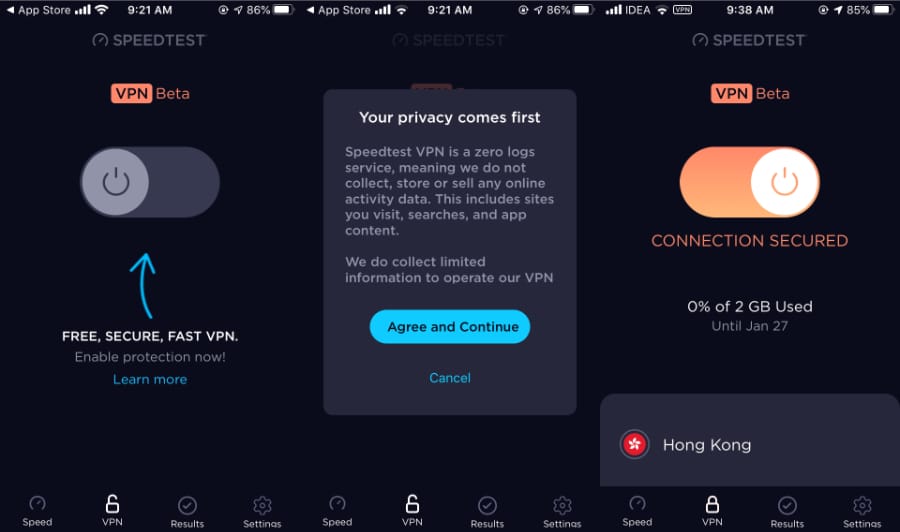 ookla speedtest vpn