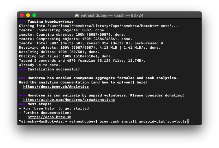 How to install ADB using Homebrew