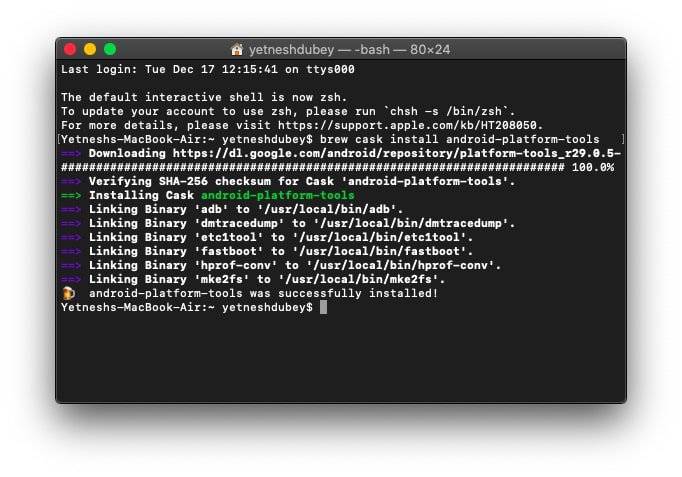 adb android mac terminal