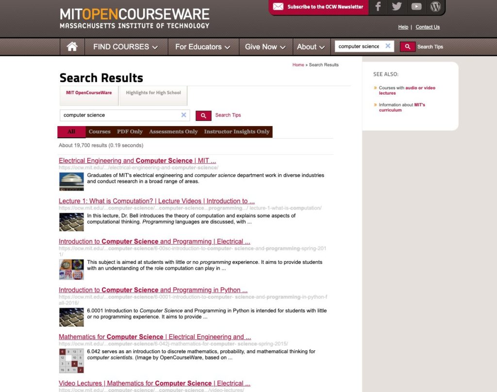 MIT opencourseware_Best free coding sites