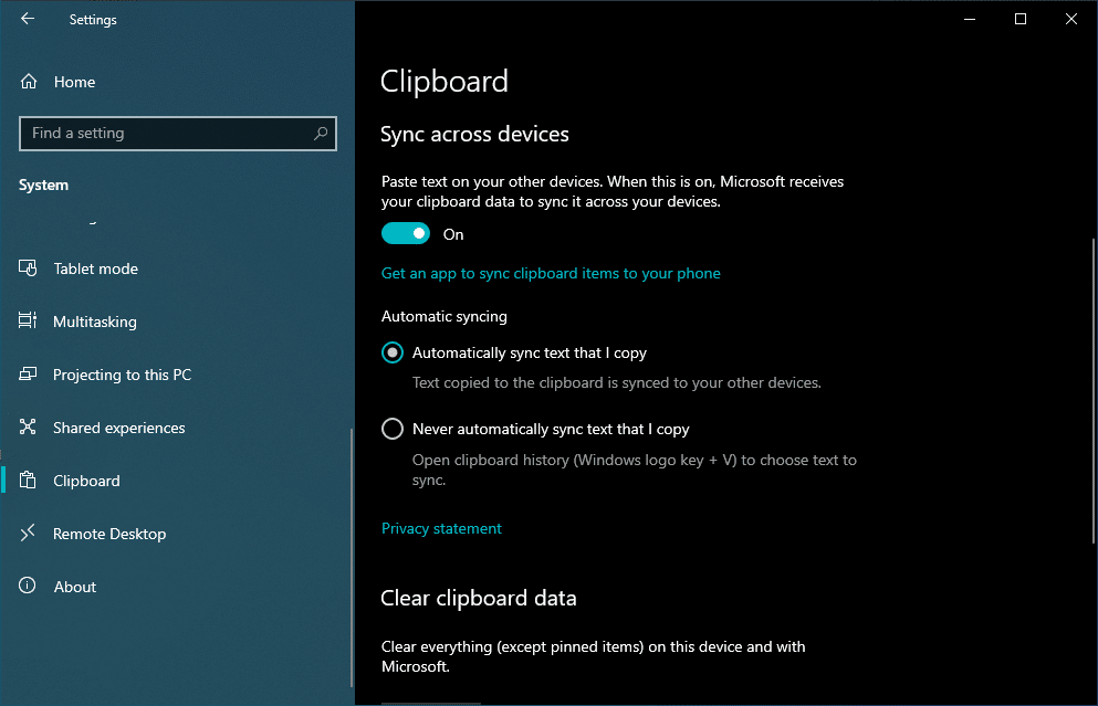 windows 10 clipboard history