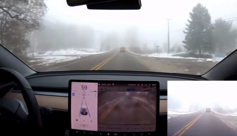 Tesla Model 3 Vs Heavy Fog
