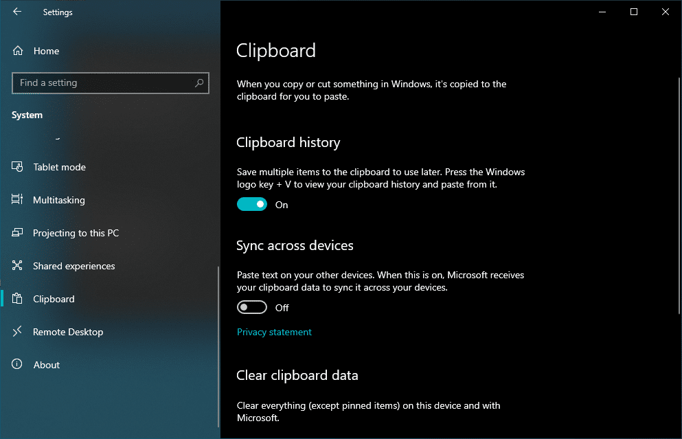 View Windows 10 Clipboard History