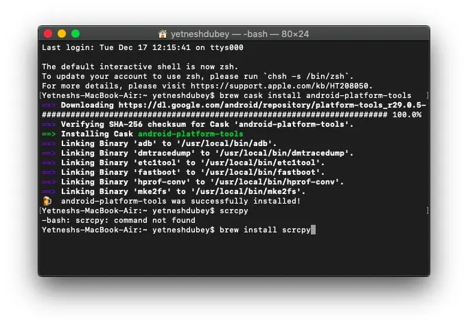 install scrcpy on Mac