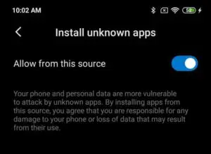 Allow unknown sources MIUI
