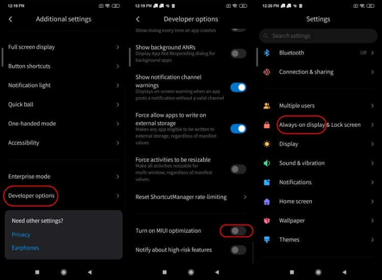 How to enable Always on display on MIUI 11