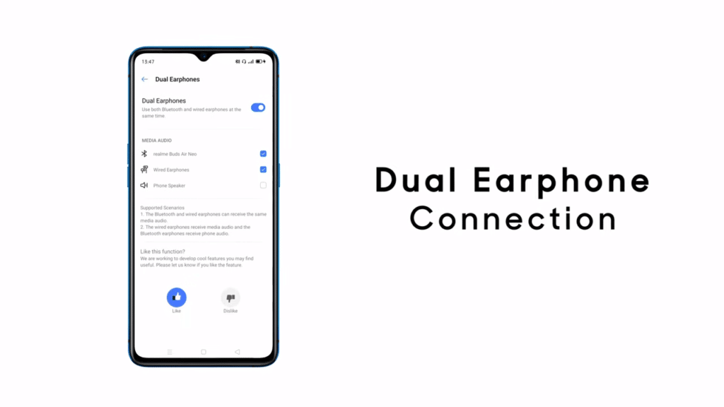 Realme UI featured dual earphone connection