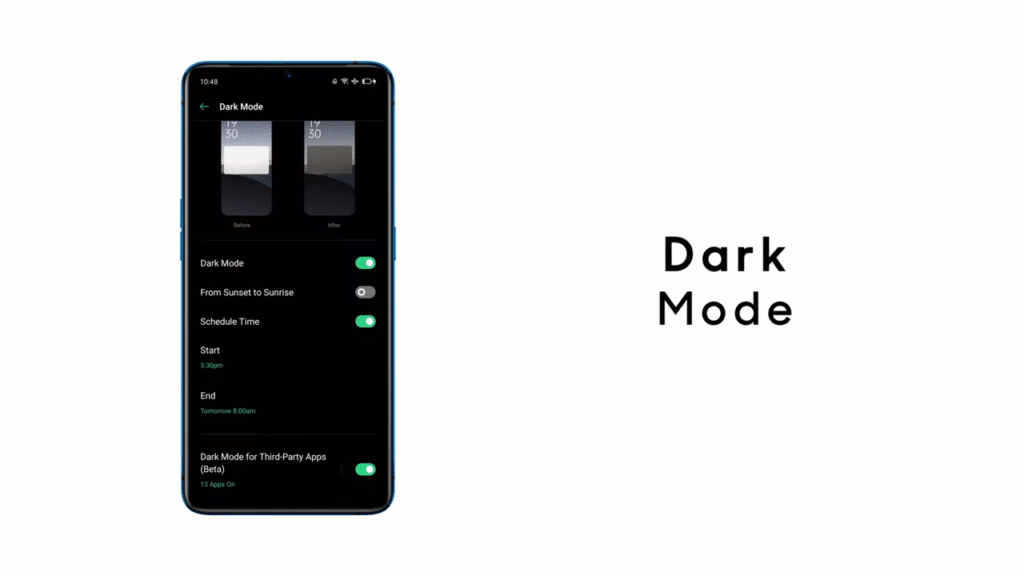 Realme UI features dark mode