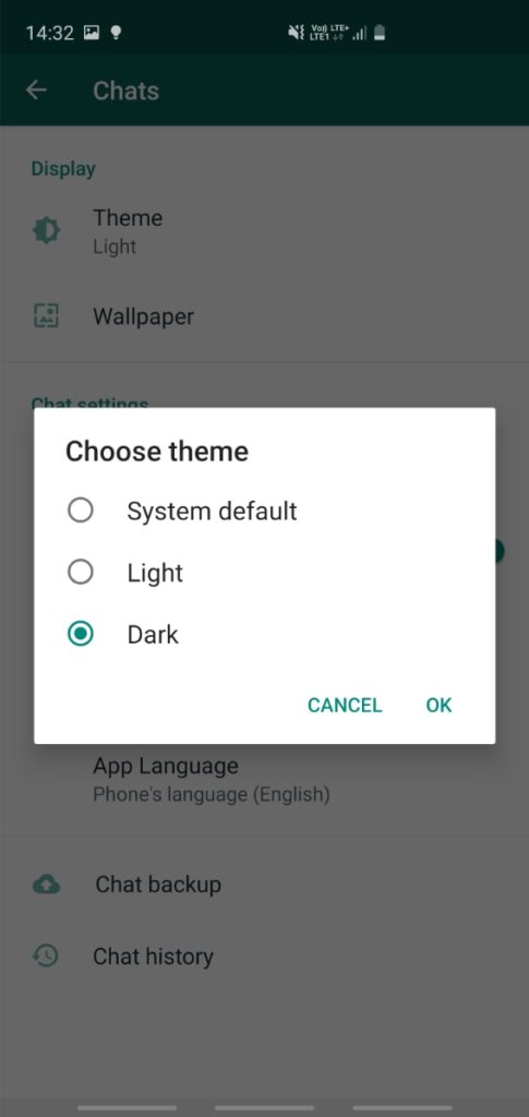 WhatApp Dark Mode