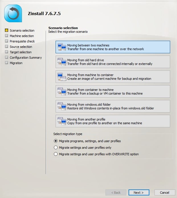 zinstall easy transfer vs goodsync