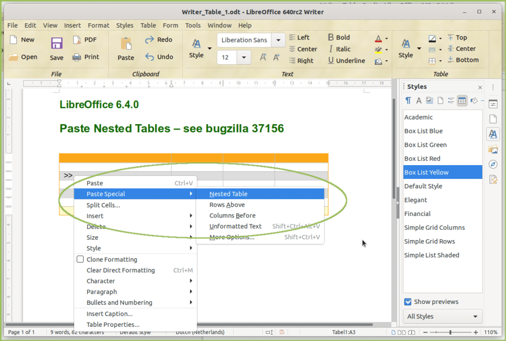 libreoffice paste special feature